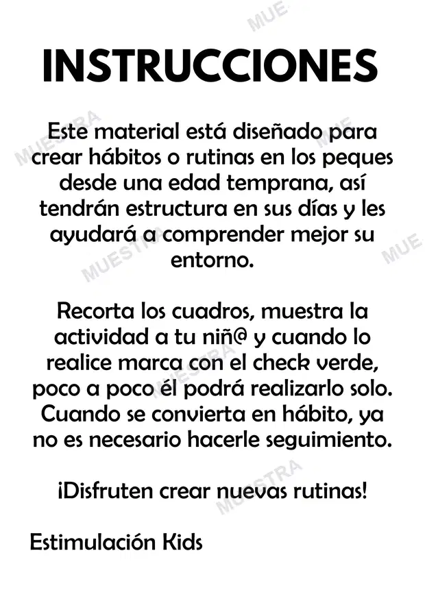 Muestra de Mis Hábitos y Rutinas (1 a 3 años)