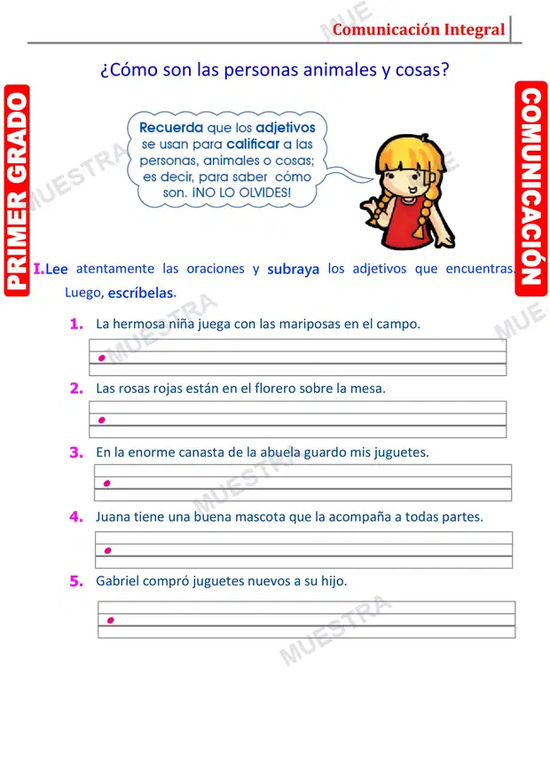 Muestra de Adjetivos y Verbos