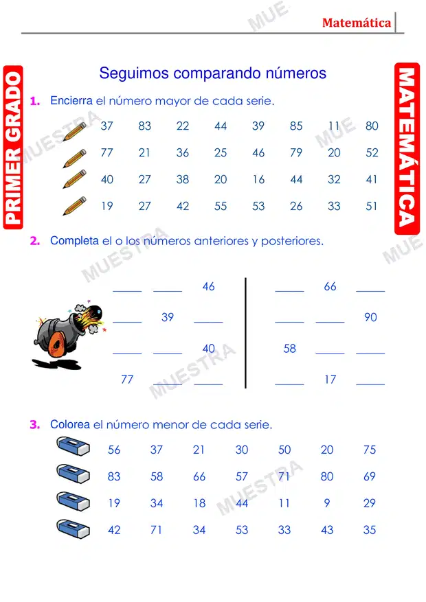 Muestra de Comparación de Números