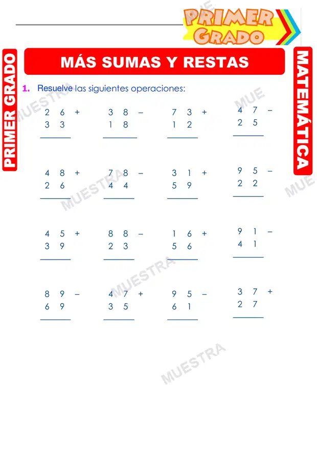 Ejercicios de Sumas y Restas
