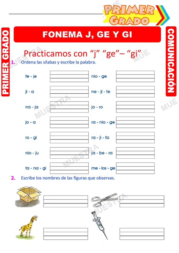Fonema J Ge y Gi para Primero de Secundaria
