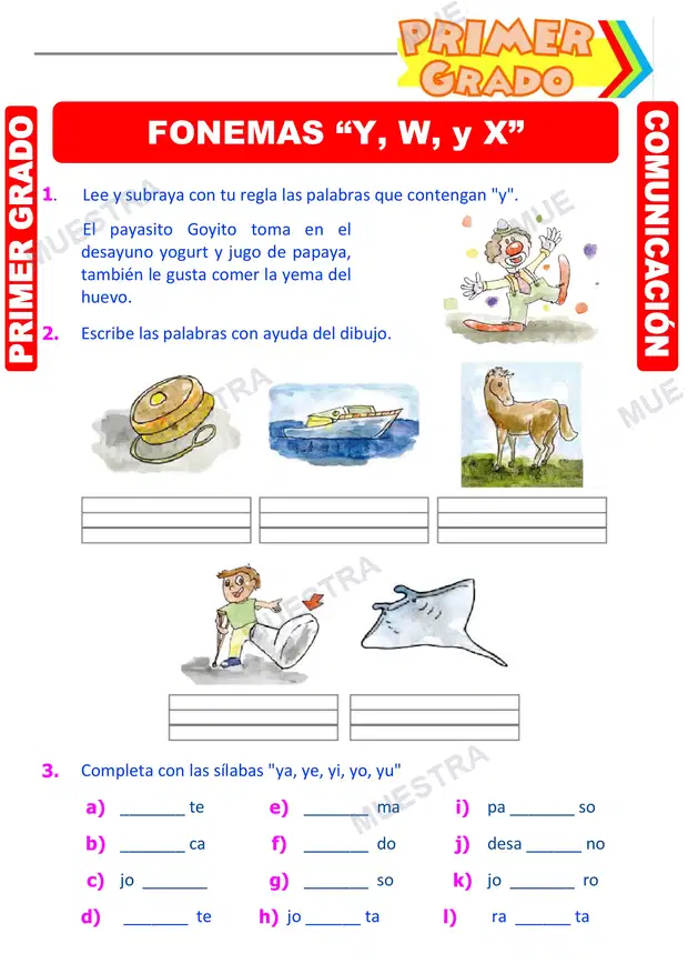 Fonemas y W y X para Primero de Secundaria