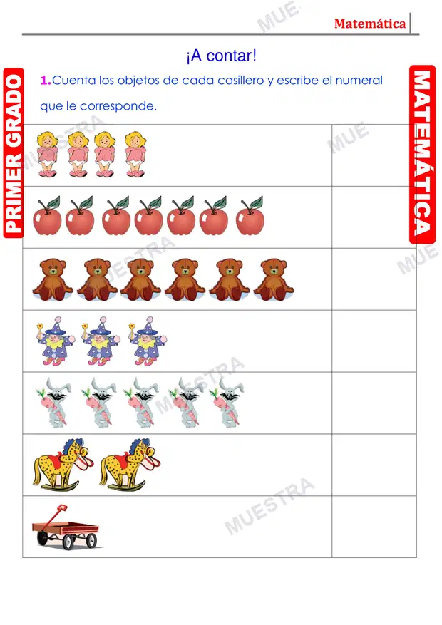 Muestra de Números del 1 al 9