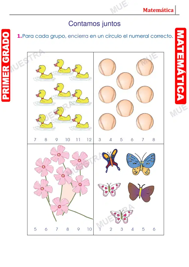 Muestra de Números del 1 al 9
