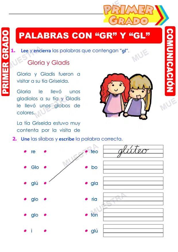 Palabras con GR y GL