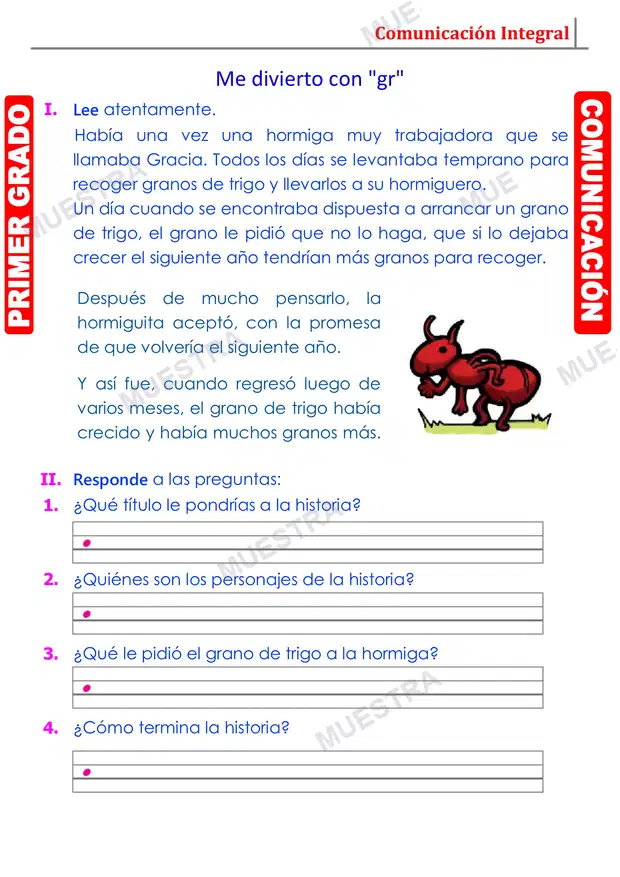 Muestra de Palabras con GR y GL