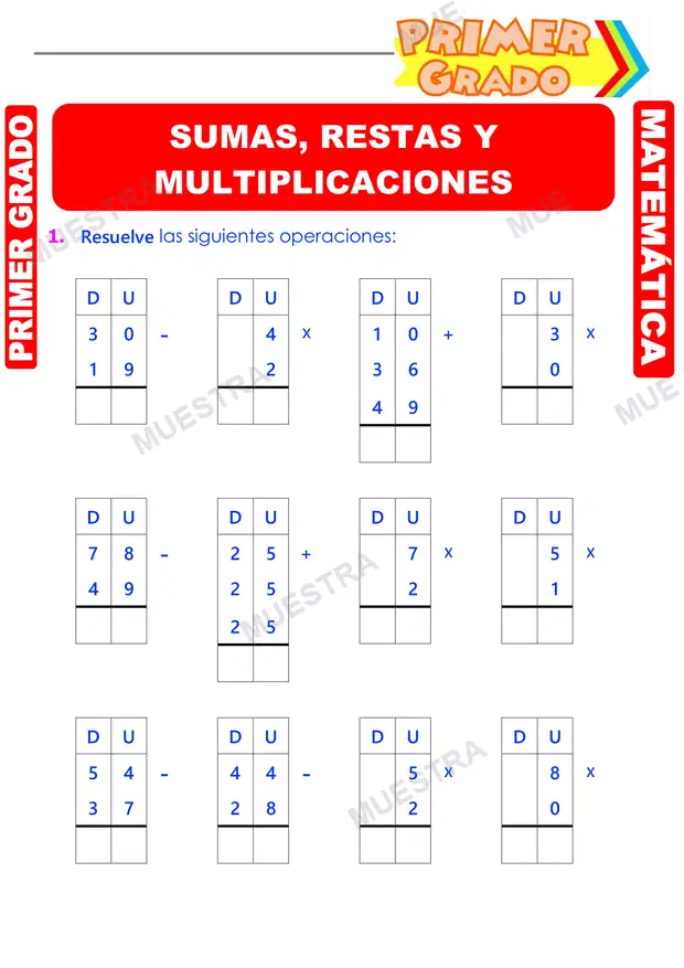 Sumas Restas y Multiplicaciones