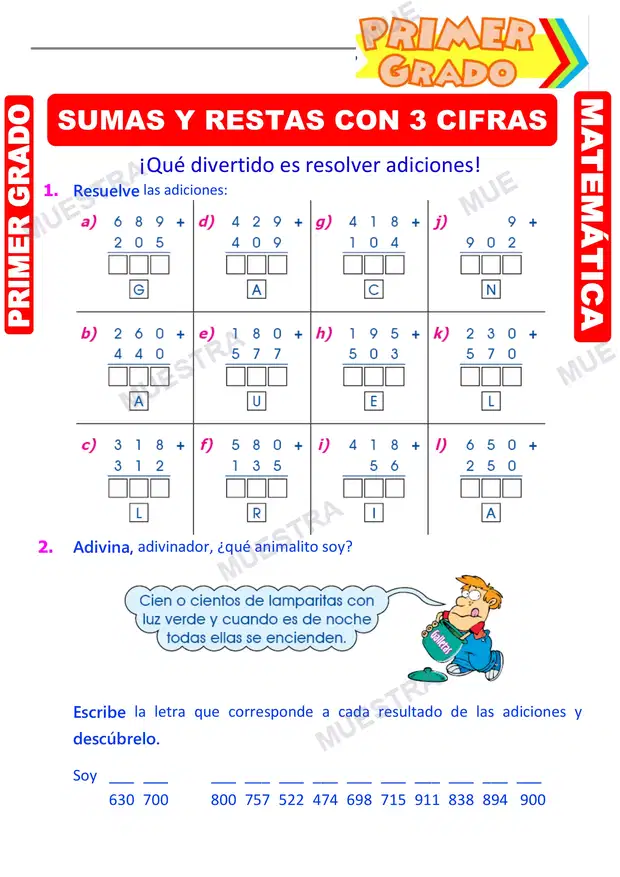 Sumas y Restas de Números de 3 Cifras