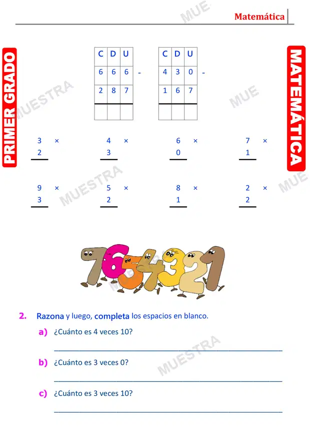 Muestra de Sumas y Restas de Números de 3 Cifras