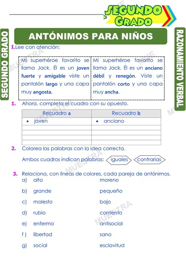 Antónimos para Niños