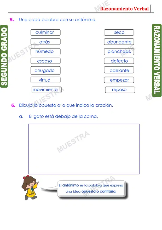 Muestra de Antónimos para Niños