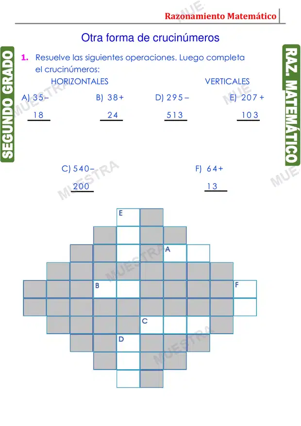 Muestra de Crucigrama de Números