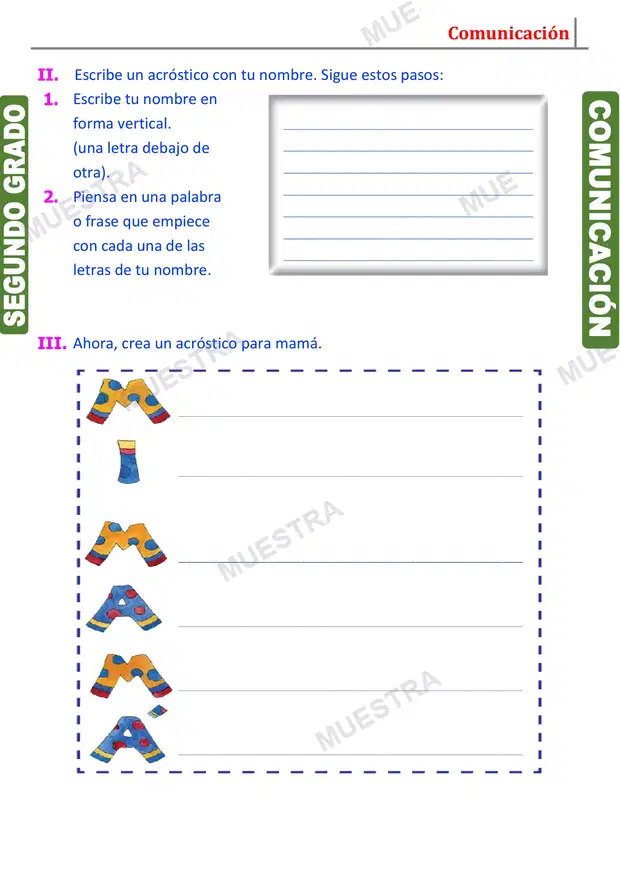 Muestra de Ejemplo de Acrostico