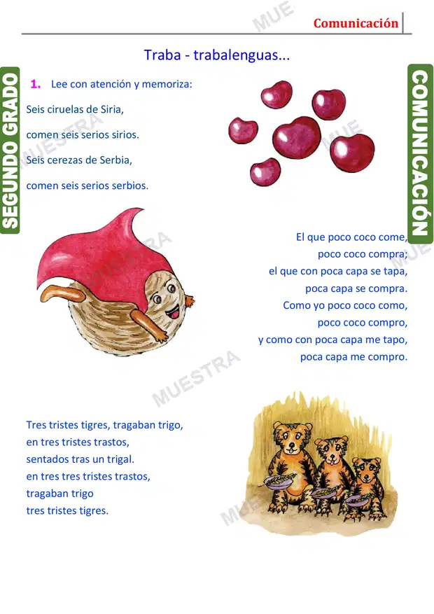 Muestra de Ejemplos de Trabalenguas