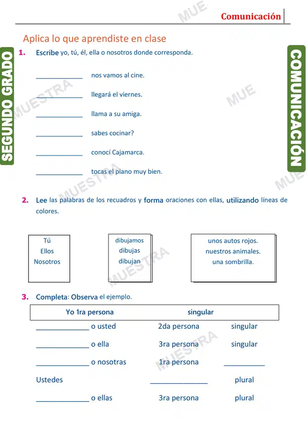 Muestra de El Pronombre Personal