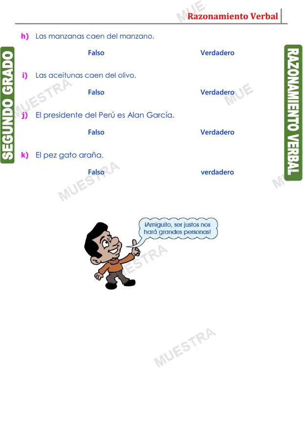 Muestra de Falso o Verdadero
