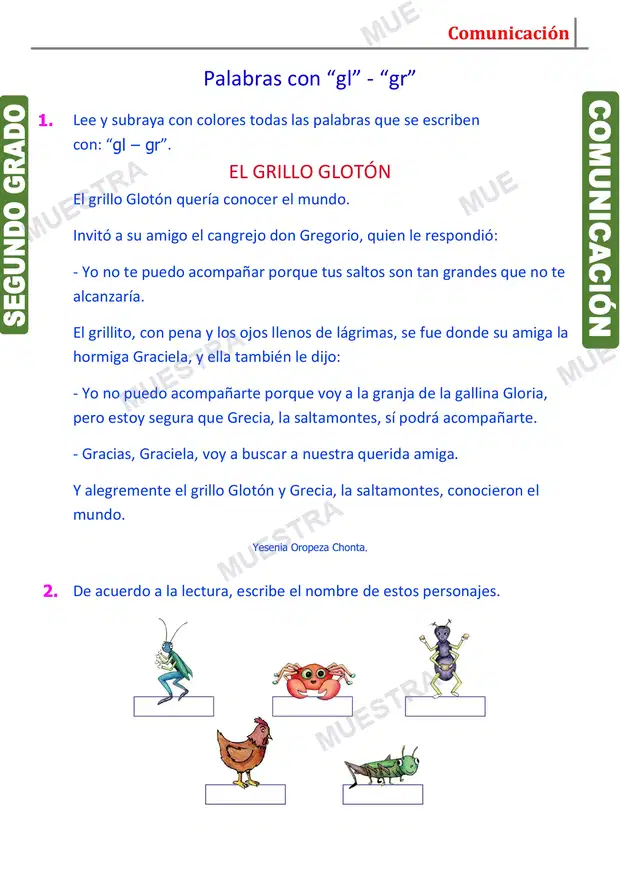 Muestra de Las Sílabas Trabadas