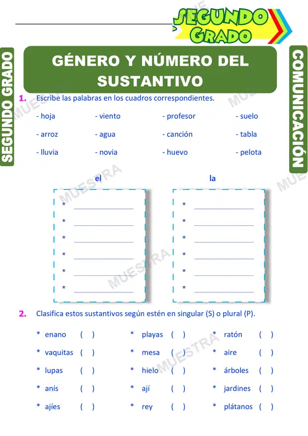 Número y Género del Sustantivo