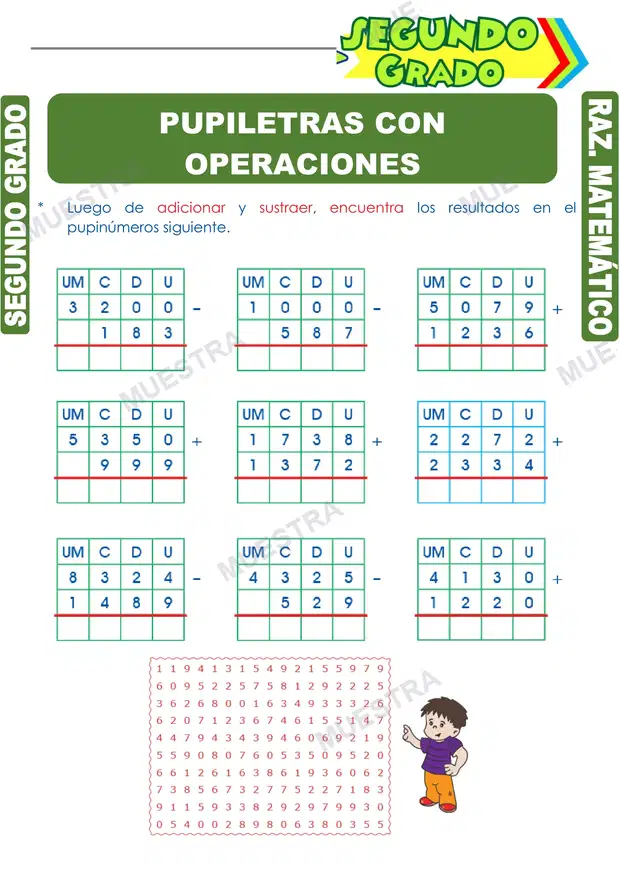 Pupiletras con Operaciones Matemáticas