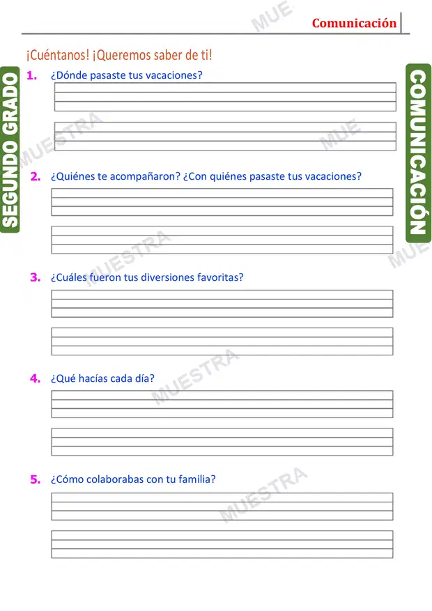 Muestra de Qué Hiciste en las Vacaciones
