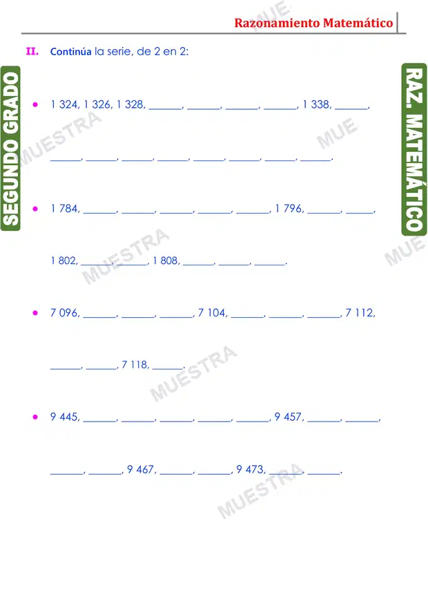 Muestra de Series con Números de Cuatro Cifras (2)