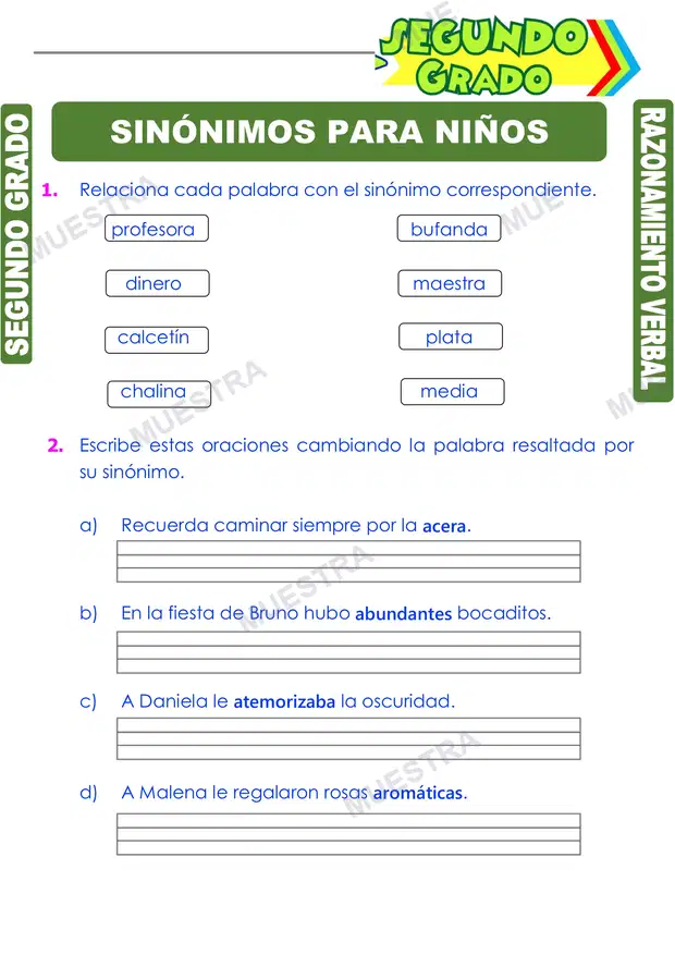 Sinónimos para Niños