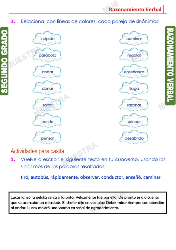 Muestra de Sinónimos para Niños