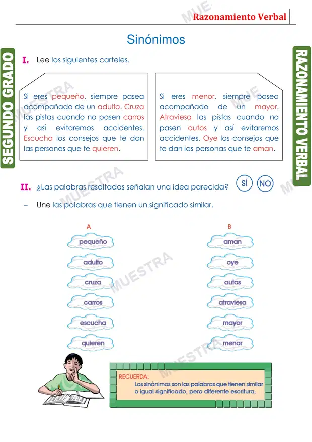 Muestra de Sinónimos para Niños