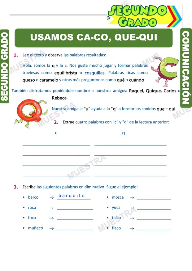 Uso de la Ca Co Cu que y Qui