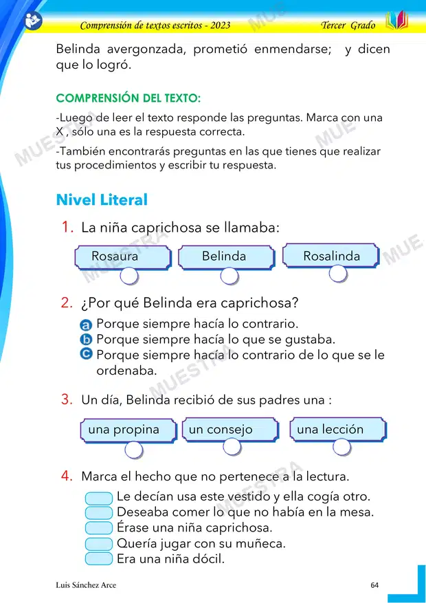 Muestra de 10 - Belinda la Caprichosa
