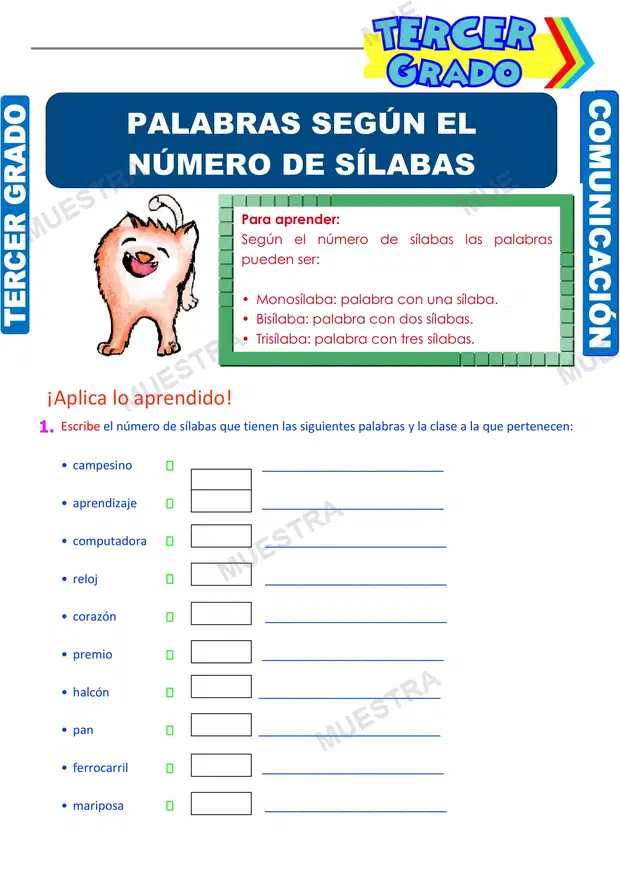 Clases de Palabras por el Número de Sílabas