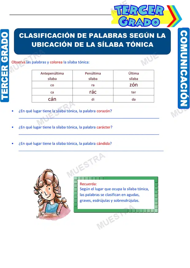 Clases de Palabras Según la Ubicación de la Sílaba Tónica