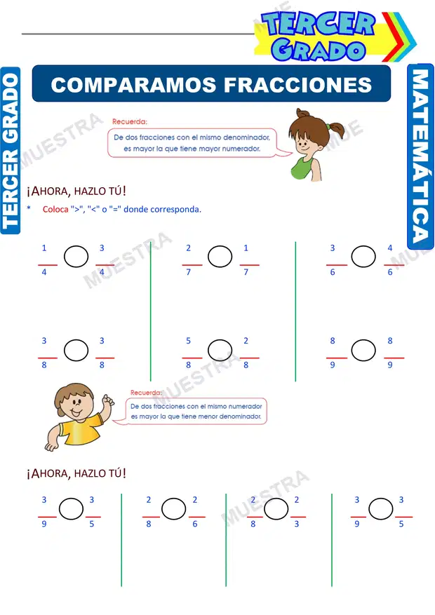 Comparación de Fracciones para Tercer Grado de Primaria(1)