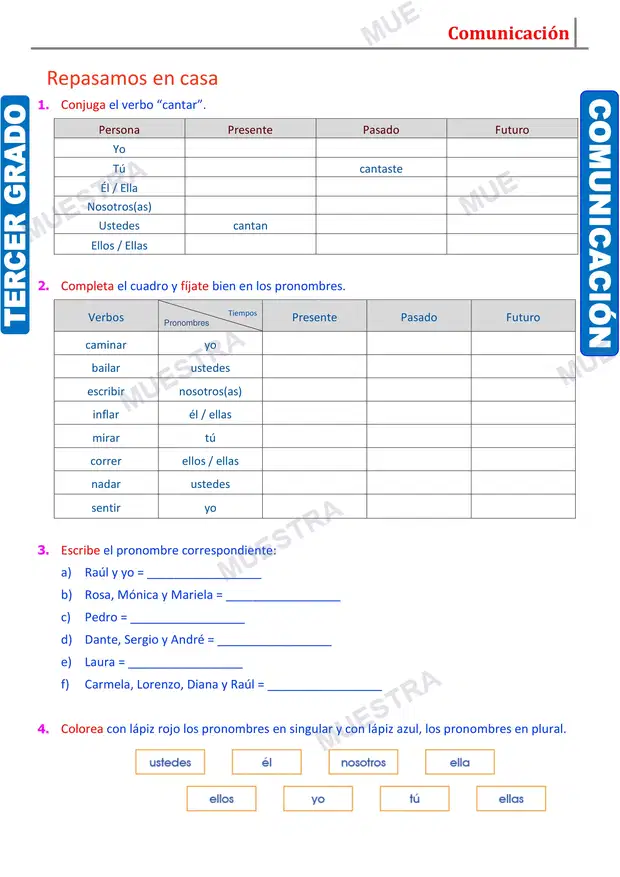 Muestra de Conjugaciones del Verbo