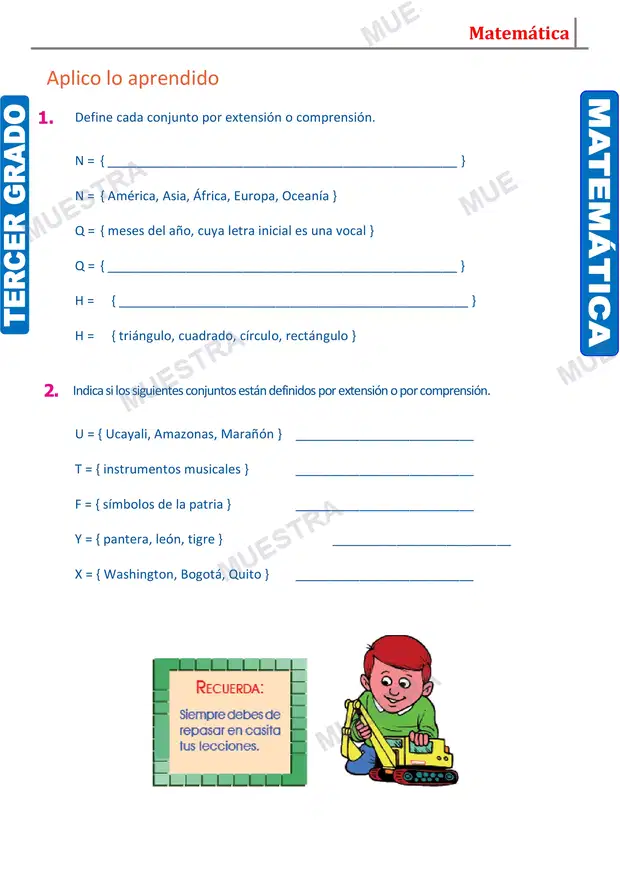 Muestra de Determinación por Extensión y Comprensión de Conjuntos