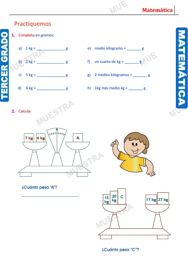 Muestra de Ejercicios de Medidas de Masa (2)