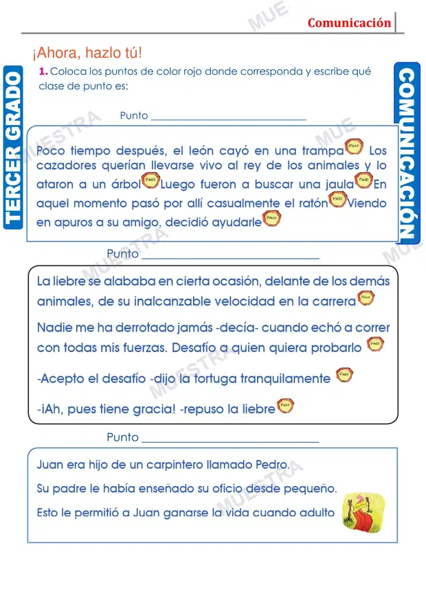 Muestra de El Punto y las Mayúsculas