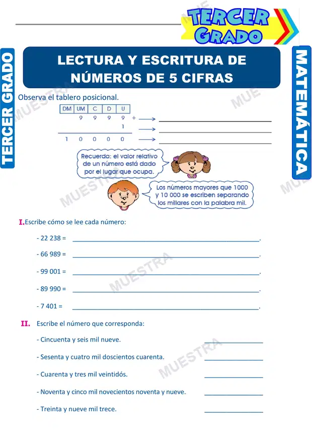 Lectura y Escritura de Números de 5 Cifras (2)