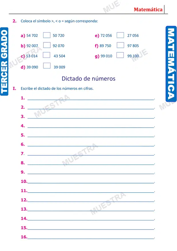 Muestra de Lectura y Escritura de Números de 5 Cifras (2)