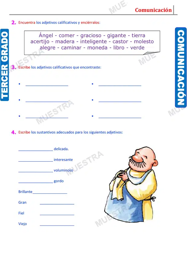 Muestra de Los Adjetivos Calificativos