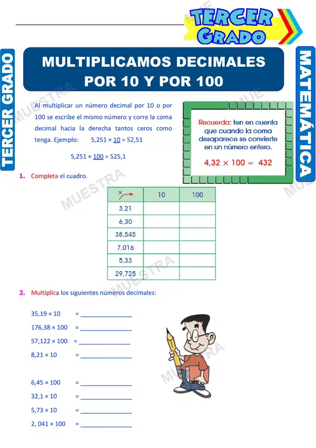 Multiplicación de Decimales por 10 y 100 (2)