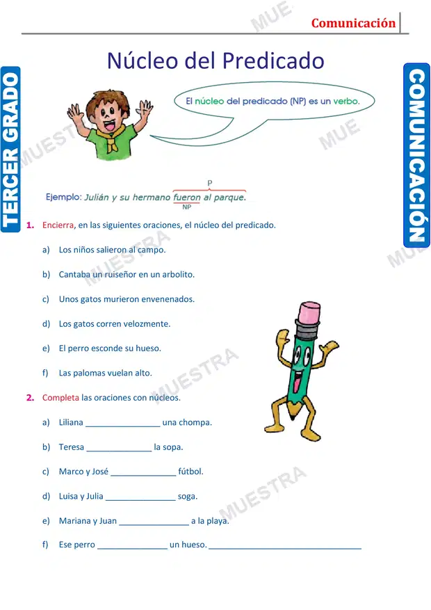 Muestra de Núcleo y Modificadores del Predicado