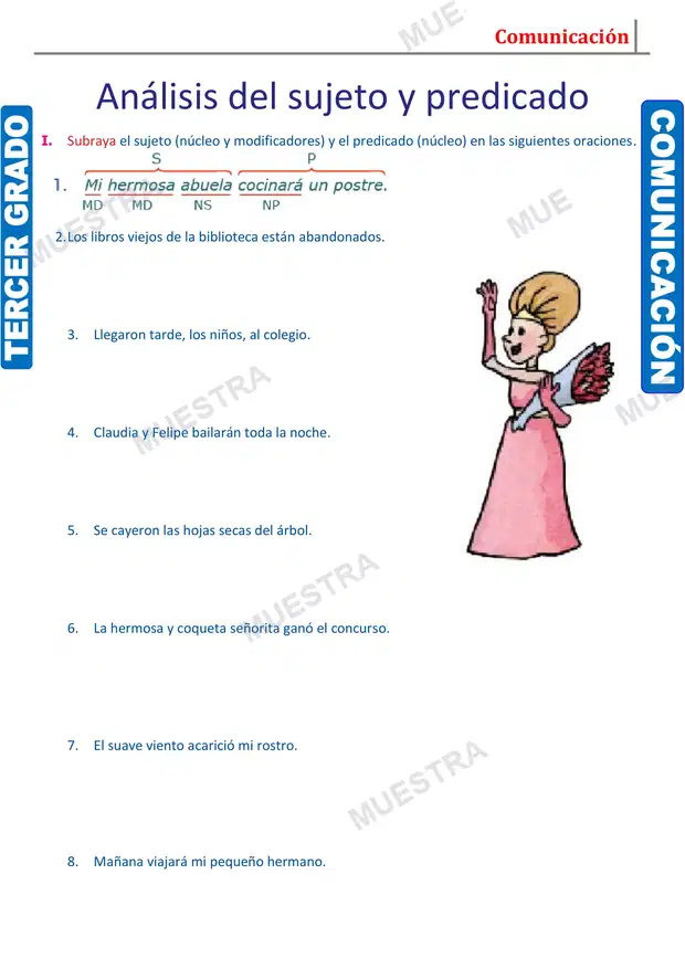 Muestra de Núcleo y Modificadores del Predicado