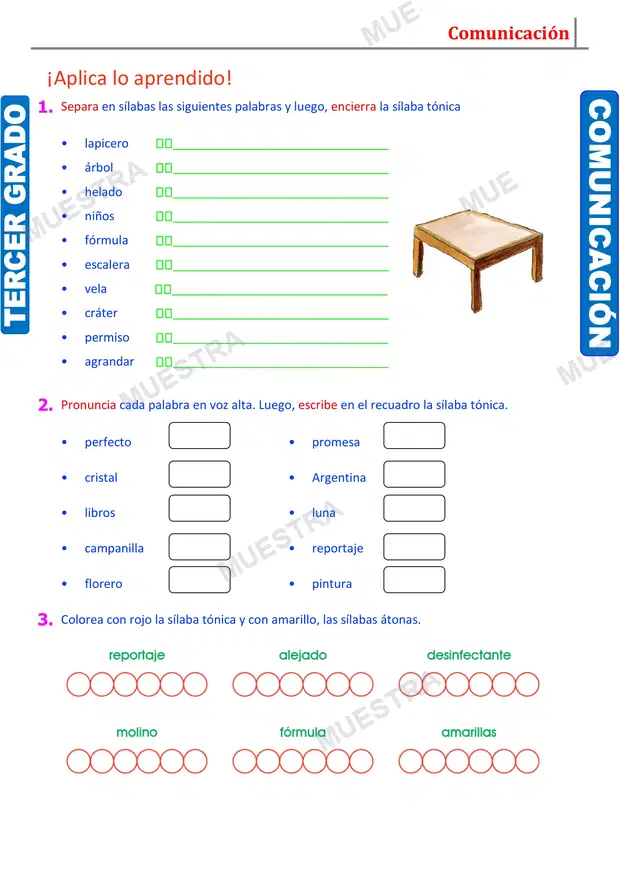 Muestra de Sílaba Átona y Tónica