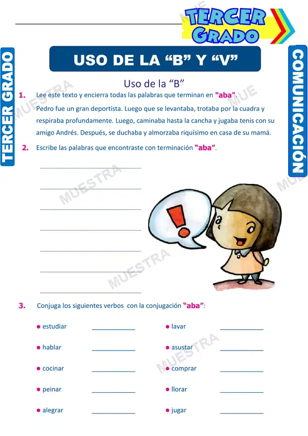 Uso de la B y V