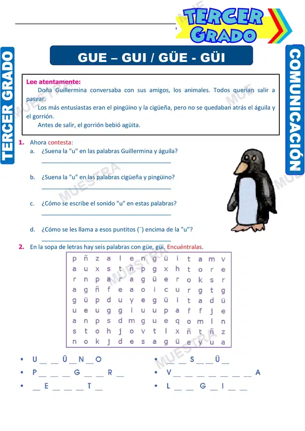 Uso de la GUE GUI GÜE GÜI