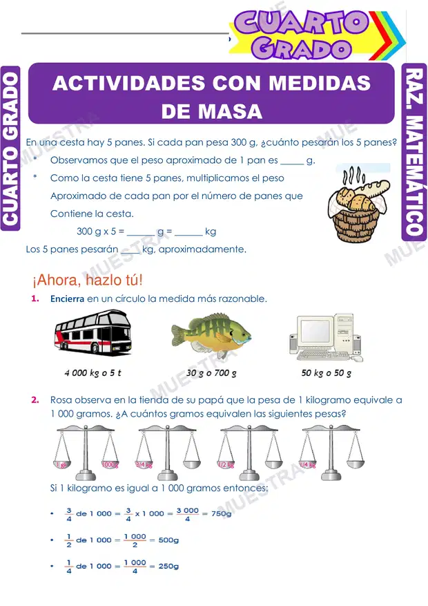 Actividades con Medidas de Masa