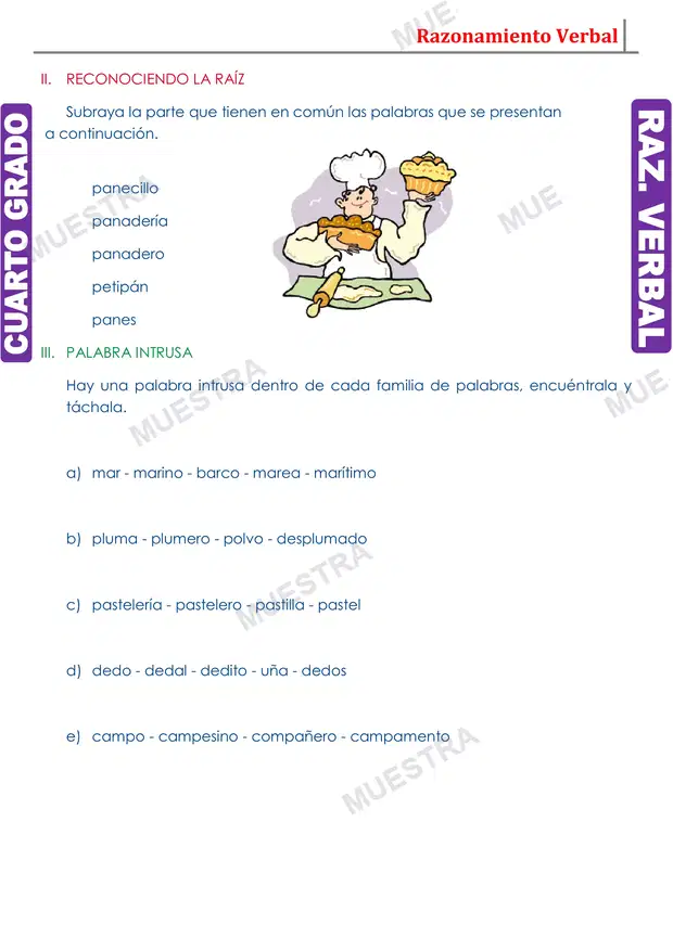 Muestra de Actividades de Familia de Palabras