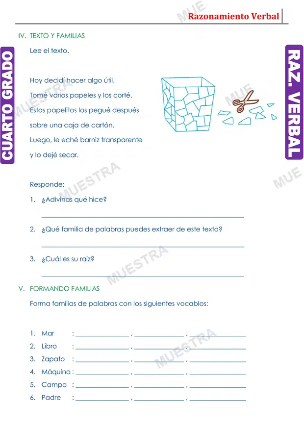 Muestra de Actividades de Familia de Palabras