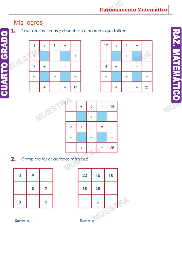 Muestra de Cuadrados Mágicos con Adición